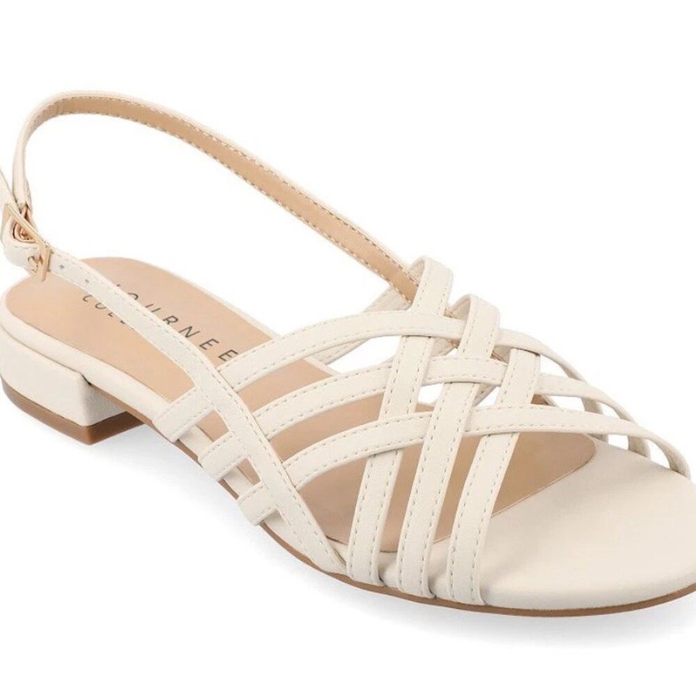 Journee Cassandra Women’s Tru Comfort Foam Faux Leather Woven Sandals 8.5 M